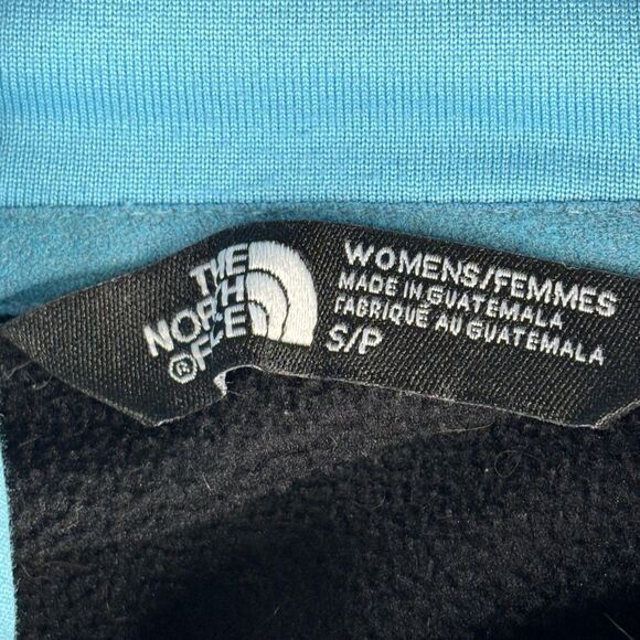 The North Face Hoodie Womens Small Black Blue Logo Pullover Fleece Sweatshirt - Picture 4 of 8